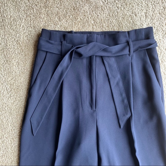 NWOT H&M navy paper bag waist dress pants - Picture 2 of 6